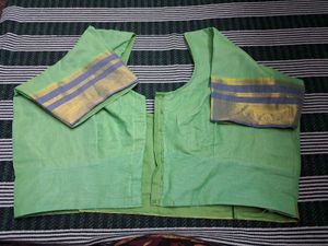 Light Green Blouse with Gold Border