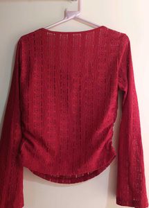 Chic Red Long Sleeve Top