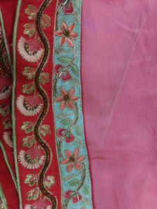 Elegant Pink Embroidered Saree with Blouse