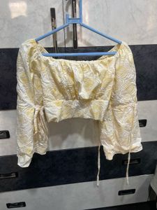 Yellow Floral Print Crop Top