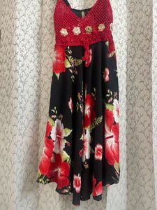 Floral Print Dress with Crochet Detail