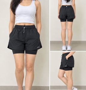 Black Athletic Shorts with Built-in Leggings