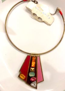 Unique Choker Necklace with Colorful Gems