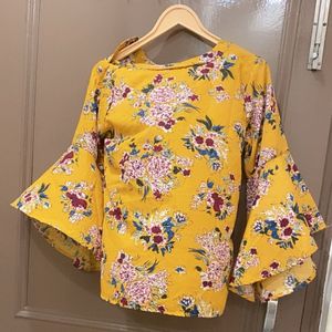 Boho Floral Bell Sleeve Top