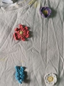 Cute Crocheted Flower T-Shirt