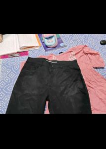 Pink Kurta Set with Black Pants