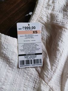 Cream Textured Square Neck Dress