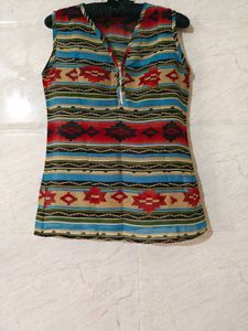 Patterned Sleeveless Top