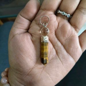 TIGEREYE GEMSTONE CRYSTAL PENCIL PENDANT