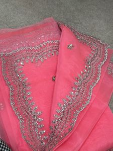 Elegant Pink Saree with Embellished Border