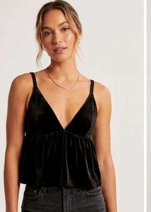 Velvet V-Neck Peplum Top