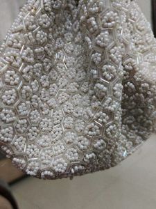 Elegant Beaded White Clutch Bag