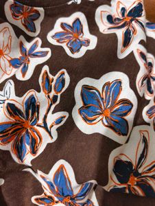 Brown Floral Print Top