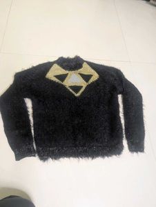 Black Geometric Knit Sweater