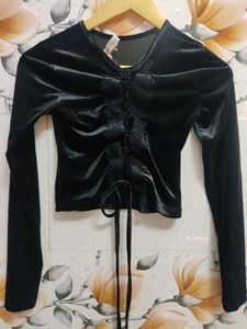 H&M velvet criss cross Top