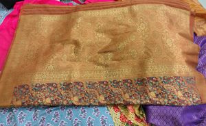 NEW Handloom Brown Golden Saree Beautiful piece