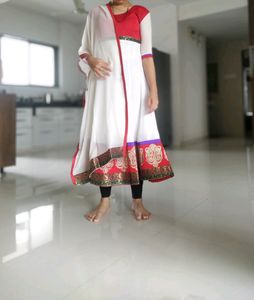 Georgette white dress with dupatta