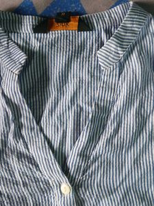 Blue Striped Button-Up Shirt