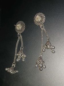 Oxidized Silver Jhumka Earrings