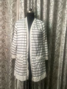 Striped Open Front Cardigan