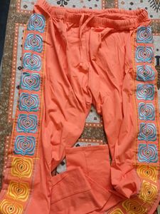 Orange Embroidered Legging