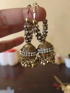 Exquisite Jhumka Earrings with Crystals