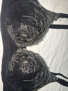 Elegant Black Embroidered Bra