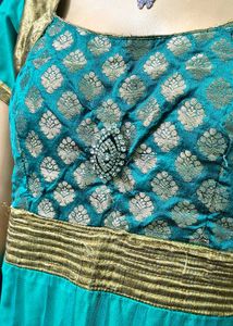 Elegant Teal Anarkali Suit with Gold Embellish