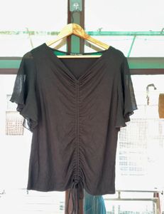Stylish Black Ruched Top
