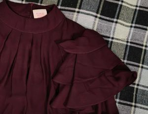 Maroon Ruffled Sleeve Top