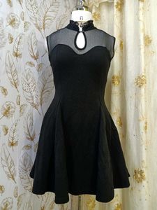 🖤Chic Black Sheer Neckline Fit and Flare Dress🖤