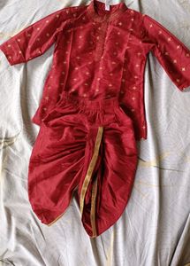 Kids Maroon Kurta With Dhoti
