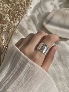 Silver Toned Textured Statement Ring