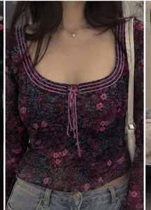 Floral Mesh Long Sleeve Top