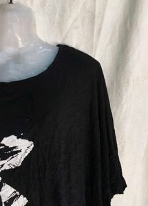 Black Zebra Print Oversized T-Shirt