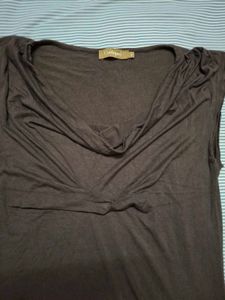 Elegant Brown Cowl Neck Top