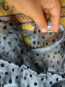 Chic Blue Polka Dot Tulle Dress