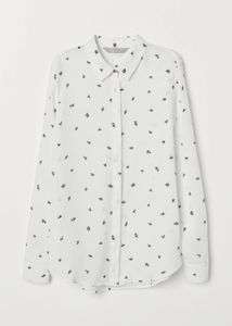 Chic White Floral Print Button-Up Shirt