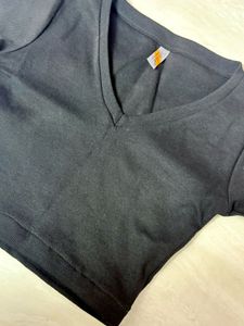 Black V-Neck Crop Top