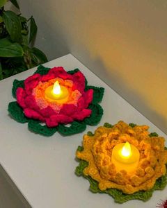 1 Crochet Lotus Candle Holder for 299