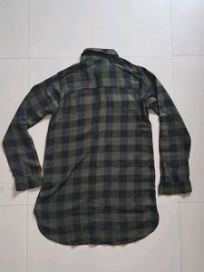 Green Plaid Long Sleeve Tunic Shirt