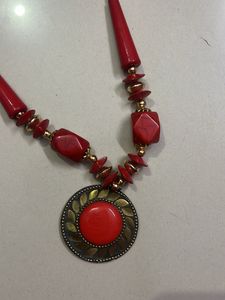 Boho Red Stone Pendant Necklace