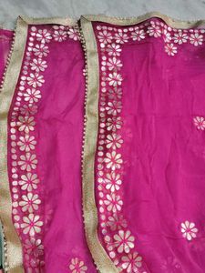Vibrant Pink Heavy Embroidered Dupatta