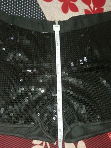 Black Sequins Shining Skirt Pant