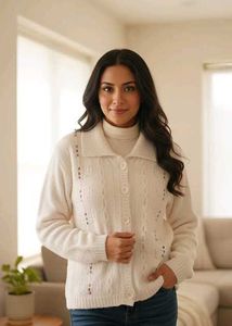 Elegant Cream Knit Cardigan