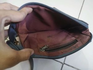 Premium Gray Leather Crossbody Bag