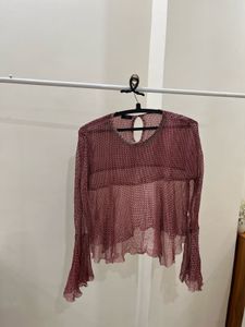 Mesh Chiffon TOP with flared bell sleeves