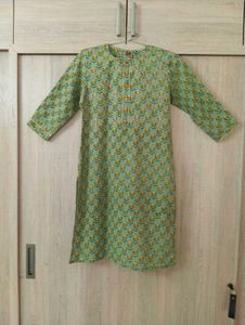 GREEN COTTON KURTA