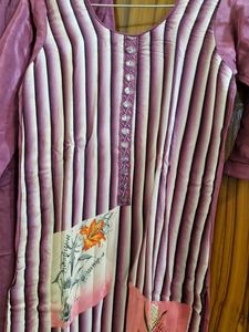 Purple Striped Kurta with Palazzo Set