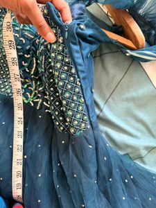 Blue Heavy Flare Handwork Gown